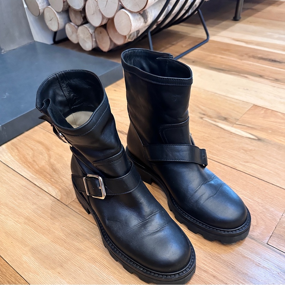 Jimmy Choo Double Buckle Moto Boot